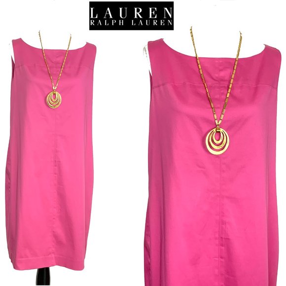 Lauren Ralph Lauren Pink Cotton Shift  Career Dress Sz 14 - Picture 2 of 16